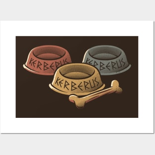 Cerberus x 3 Dog Food Bowl by Tobe Fonseca Posters and Art